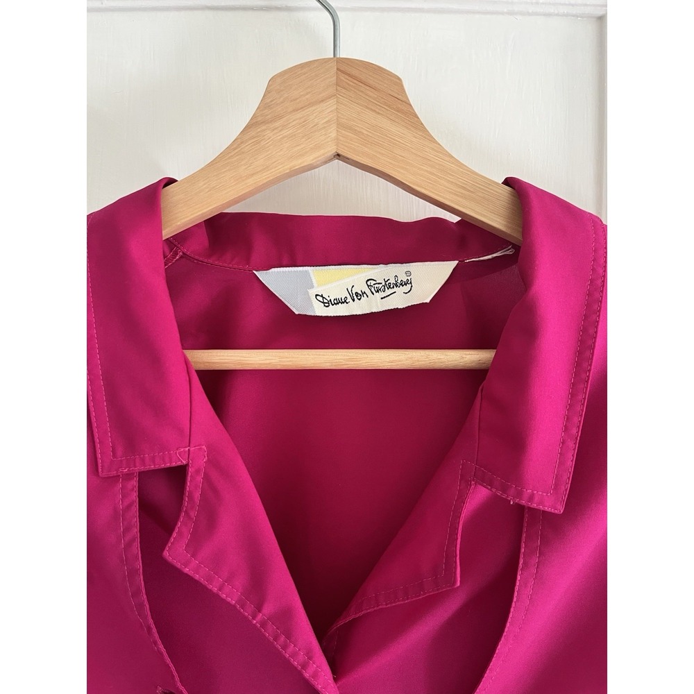 DVF Diane‎ von Furstenberg Fuchsia Pink Silk Blouse Workwear Modern Heritage 8 - Picture 2 of 4